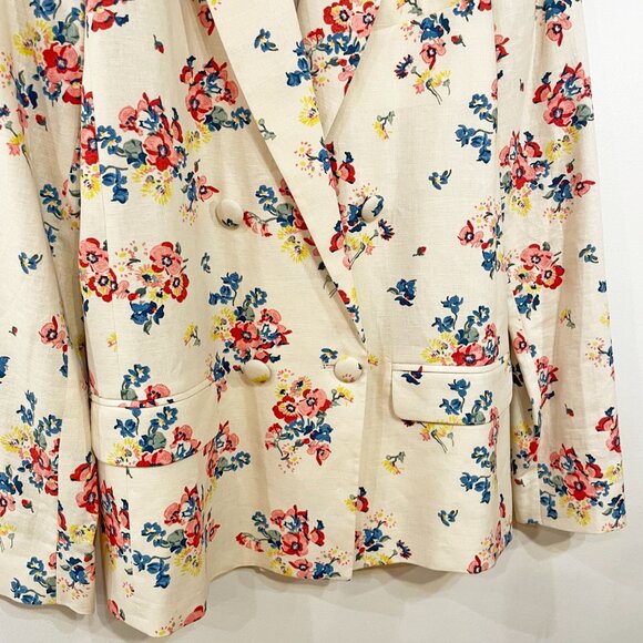 EUC Sezane Christie Floral Linen Cotton Blazer Ecru 36, Small - Picture 5 of 9